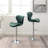 Ellston Upholstered Adjustable Swivel Barstools In Green, Set Of 2-1539713587