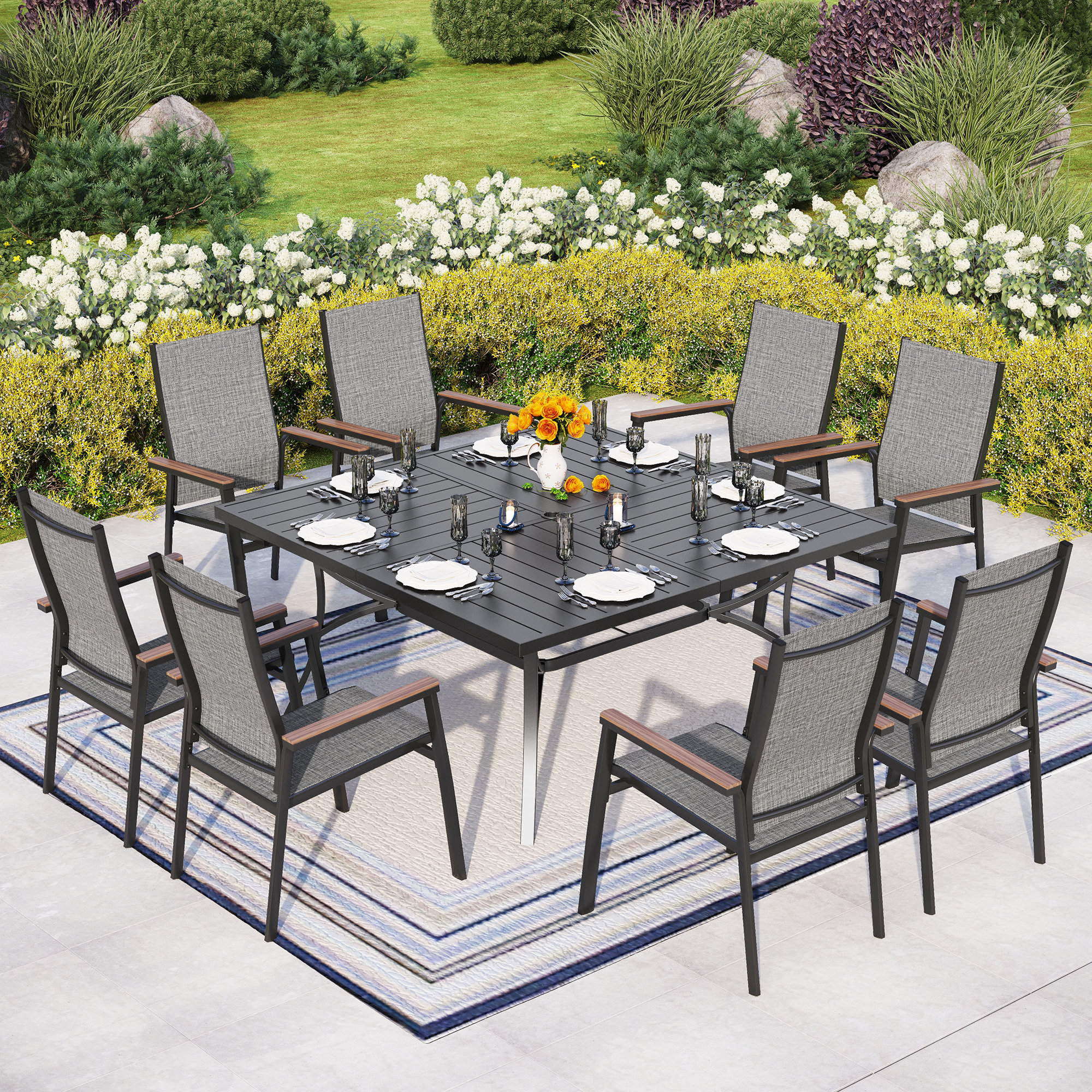 Wade Logan® Bronislovas 8 - Person Square Outdoor Dining Set & Reviews ...