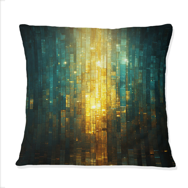 Coussin décoratif abstrait à imprimé géométrique Abstract Ocean Sunrise