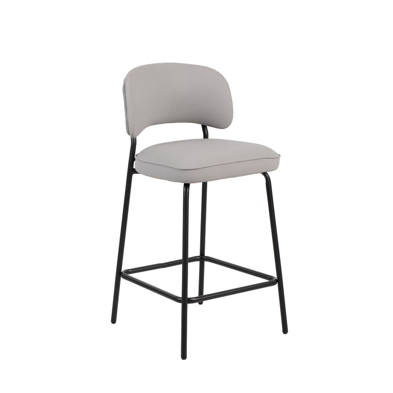 Ensemble de 2 chaises tabouret de comptoir Bly, similicuir ivoire, base en fer, Ivoire ivoire