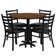Jinnie 36'' Round Laminate Table Set with X-Base and 4 Ladder Back Metal Chairs
