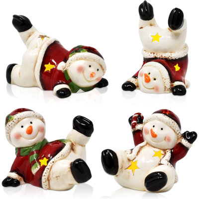 Ensemble de 4 mini-figurines de bonhomme de neige décoratives de Noël