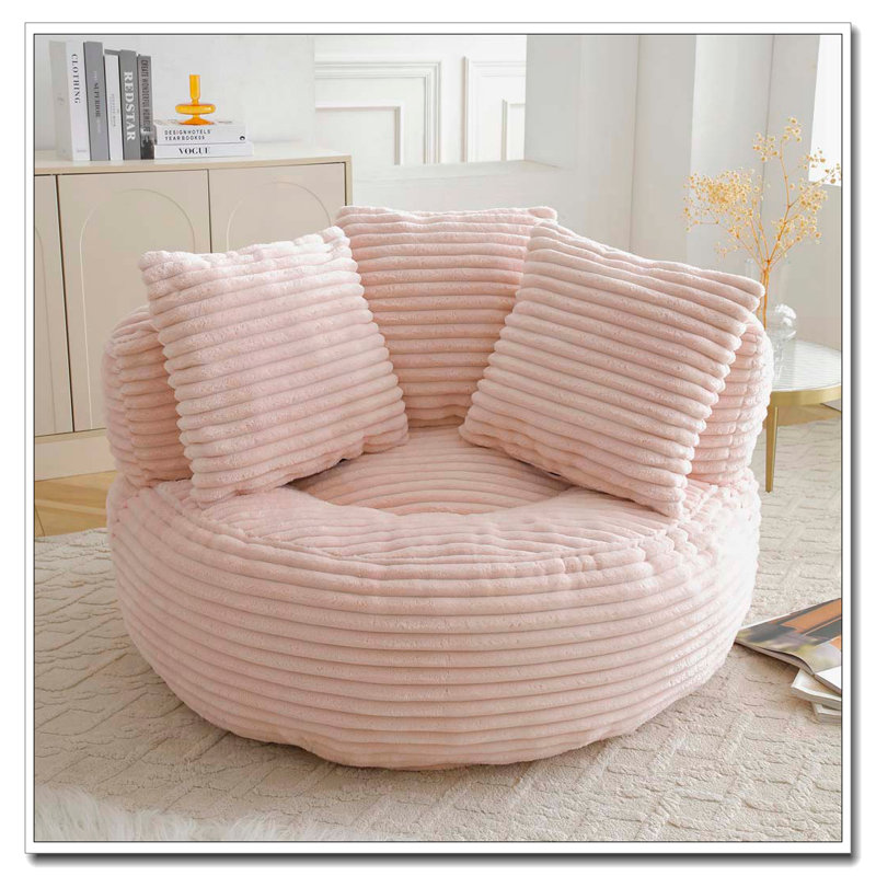 Grande chaise en velours côtelé avec bourre, Pink