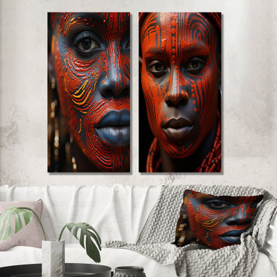 «African Masai Woman», ensemble de 2 reproductions d'art mural tribal africain