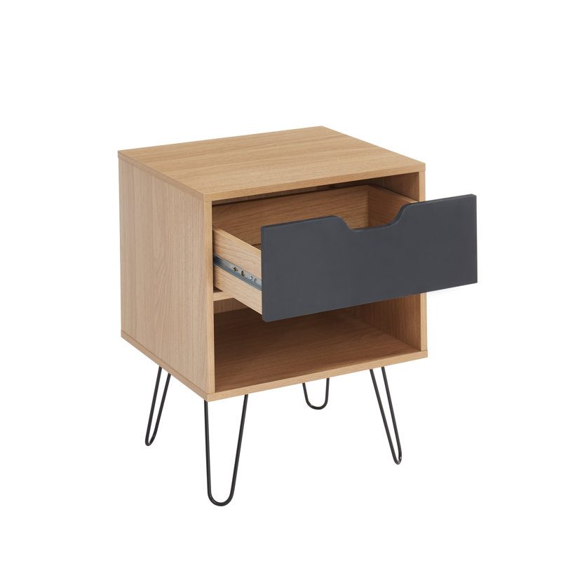 Bloomington 40cm W Solid + Manufactured Wood Bedside Table