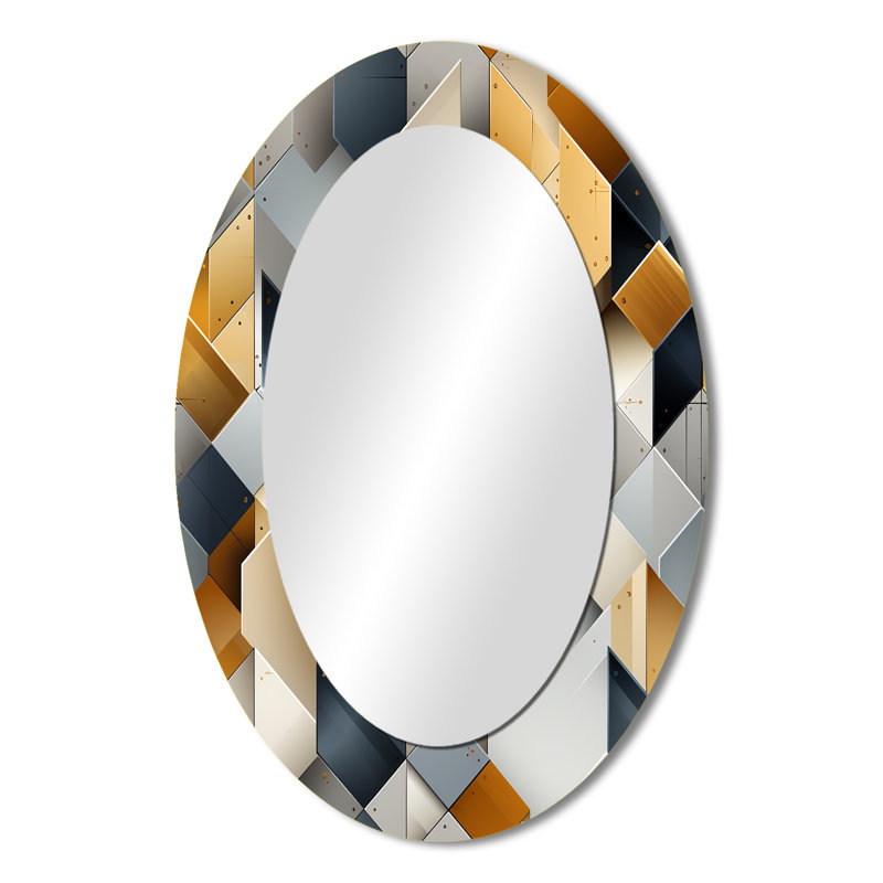 Grey Hexagons Dreams - Miroir mural moderne gris, H 36 po x l 24 po