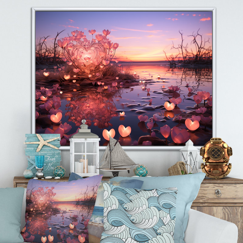«Dreamy Sky Horizon», art mural plage, Cadre flottant blanc, H 30 po x l 40 po x P 1,5 po