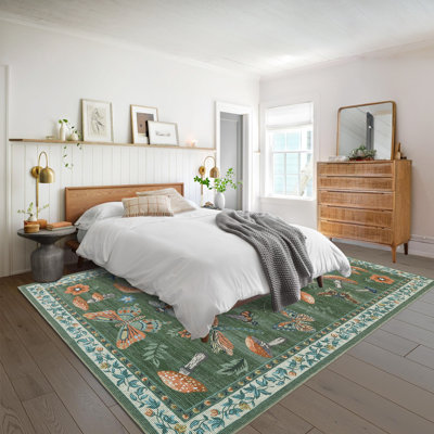 Tapis neutre d'insectes et de champignons, tapis lavable pour le salon et la chambre à coucher