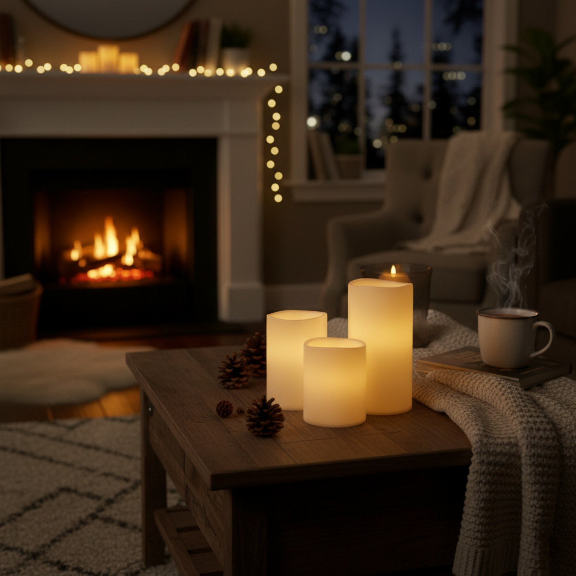 Lavish Home 3-Piece Battery Operated Candles Set - LED Flameless Candles Battery Operated with Remote