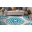Tapis bleu / ivoire / gris clair à motif floral-85699951