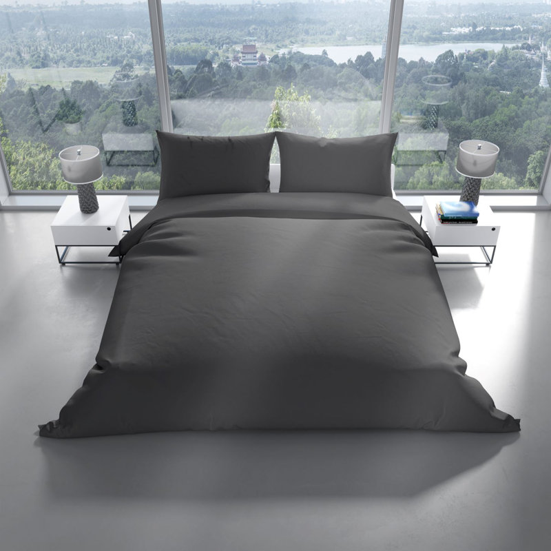 Elio Bed Linen, 200 x 200cm Duvet Cover + 2 Pillowcases (80 x 80cm, Grey