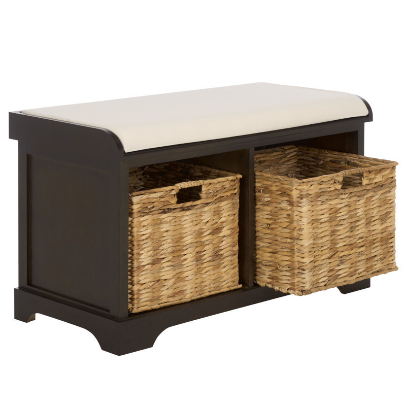 Briananthony Upholstered Cubby Storage Bench, Dark Chocolate