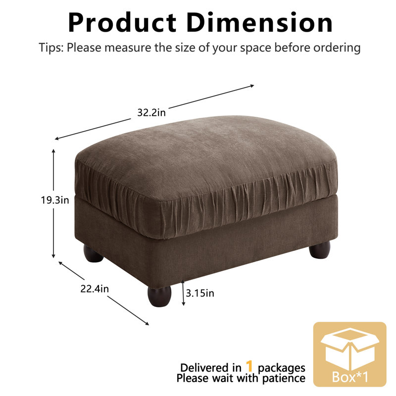 Ottoman Melbourne en tissu chenille, Brun
