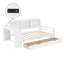 Lit de jour d'angle avec tiroirs de rangement intégrés, bureau latéral fonctionnel, port de chargement intégré et bibliothèque modulaire pour un espace de vie intelligent.