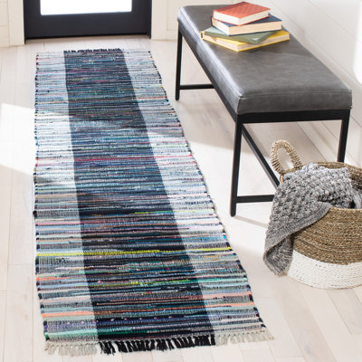 Rag Rug Flat Weave Cotton Striped Rug