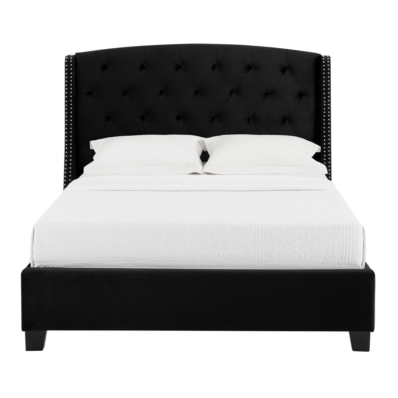Lit rembourré de style contemporain, Black