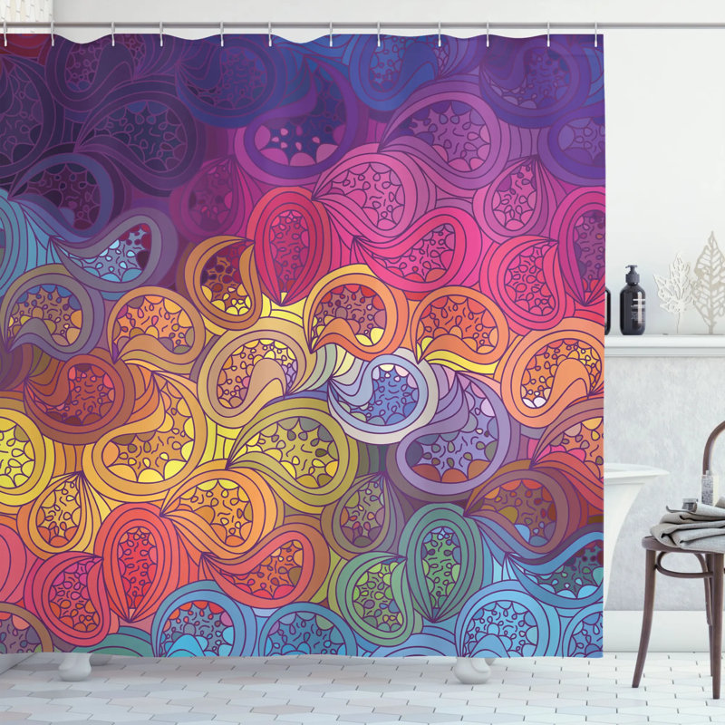 Ensemble de rideau de douche + crochets, H 75 po x l 69 po