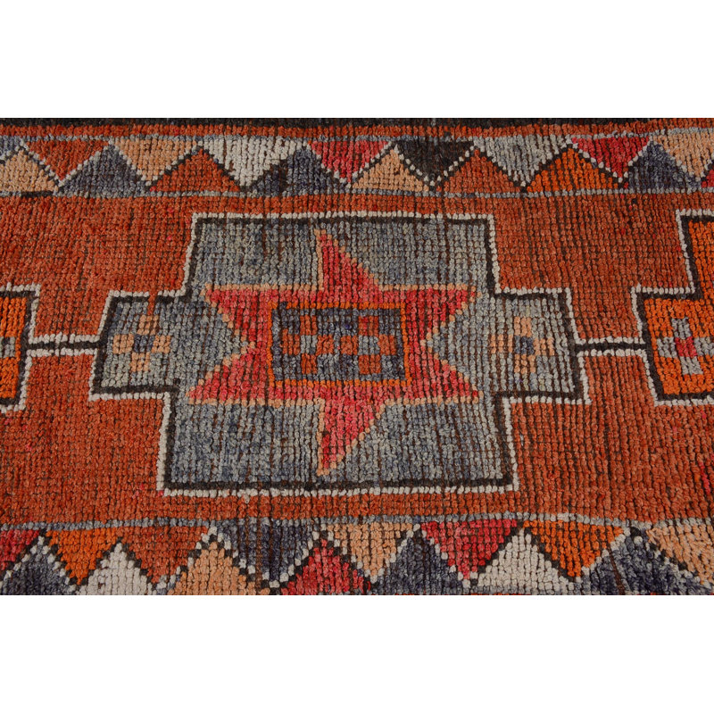 Tapis de couloir 3 x 9,7 pi, tapis rétro, tapis rouge neutre, tapis turc, tapis décoratif, tapis décoratif