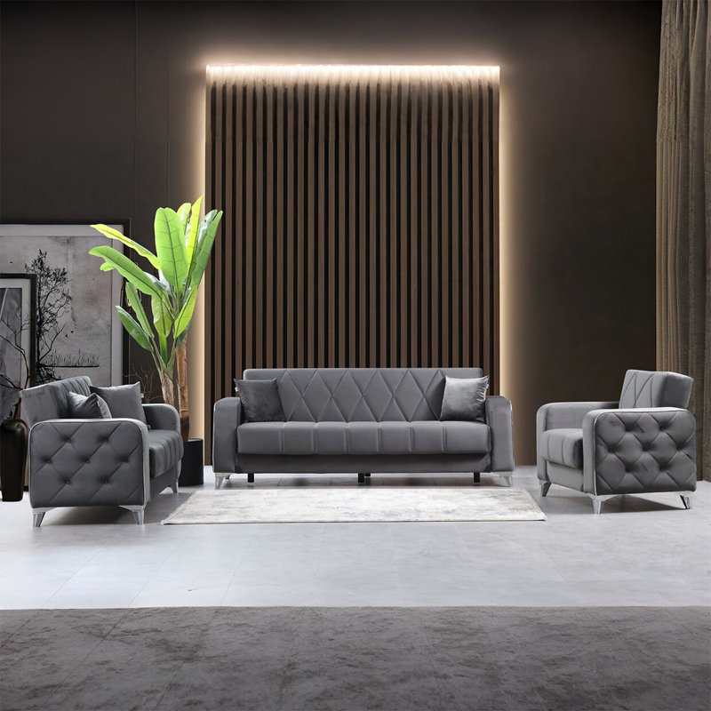 Efes Sofa Chair, Grey Velvet