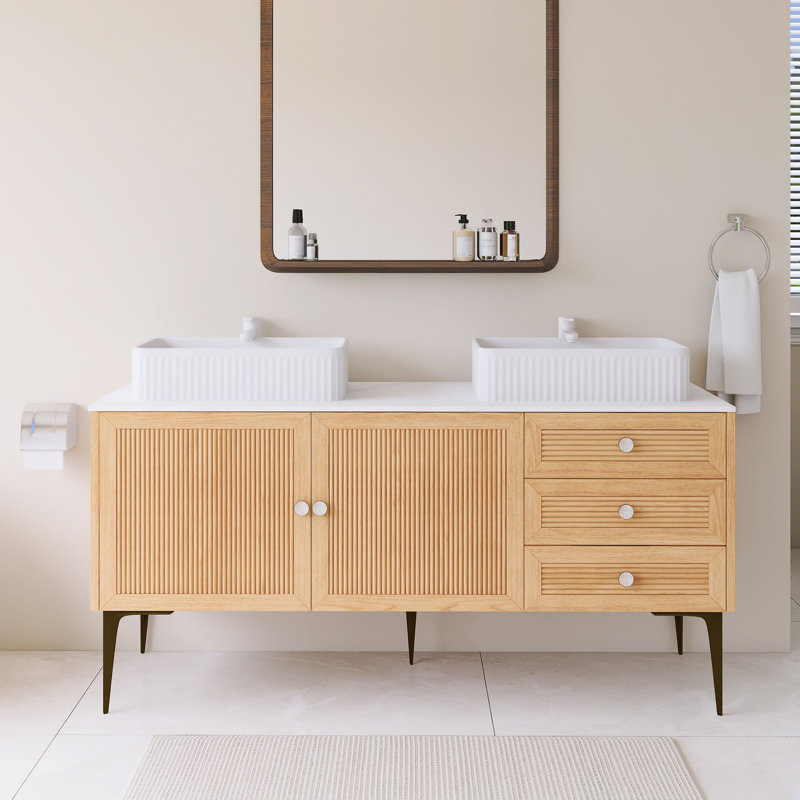 Meuble-lavabo simple 60 po avec lavabo en céramique blanche