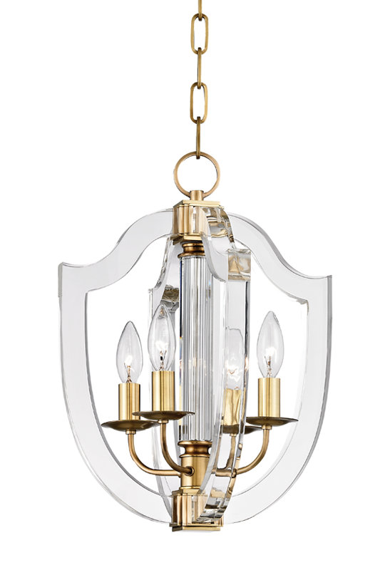Arietta 4 - Light Chandelier, Aged Brass, 22" H X 16.5" W X 16.5" D