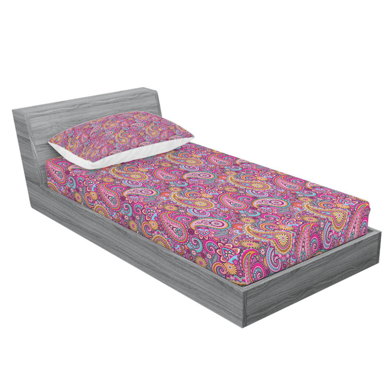 Microfiber Floral Sheet Set, Twin XL Sheet Set with 1 Pillowcase, Paisley 10