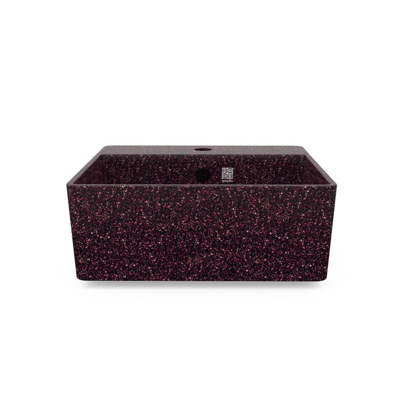 Woodio Cube40 15.75'' Wood Square Bathroom Sink with Overflow, Berry