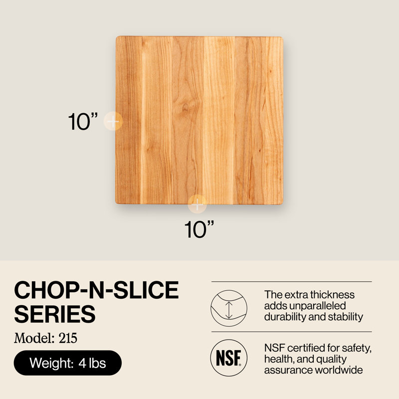 John Boos Maple Wood Chop N Slice Reversible Cutting Board, 10" x 10"