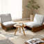 Fauteuil à bascule en bois massif recouvert de chenille avec siège et dossier rembourrés (lot de 2)-512610660