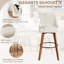 Ensemble de 4 tabourets de bar de 66 cm (26 po) de hauteur comptoir, pivotants à 360°, blancs | Chaises de bar rembourrées en lin avec dossier et pieds en bois, pour îlot de cuisine-649559812