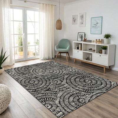 (5 pi x 7 pi) Tapis en laine touffeté à la main avec dossier en latex, tapis antidérapant