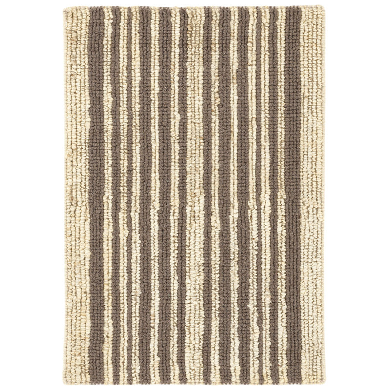 Calder Stripe Grey Handwoven Jute Rug, Rectangle 5' x 8'