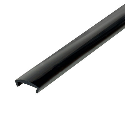 Outwater Plastics 1/2'' Flexible PVC U Channel Moulding | High-Gloss Black Furniture Edging | 25 Foot Coil