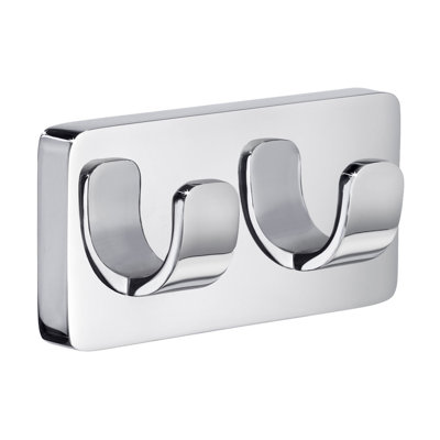 Porte-peignoir mural double chrome poli 