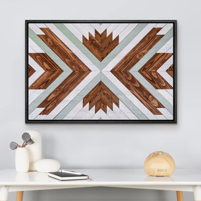 Geometric Western Shape " Brown Gray Wood Effect Pattern Collage Nature Modern Art Western Wall Decor Office "