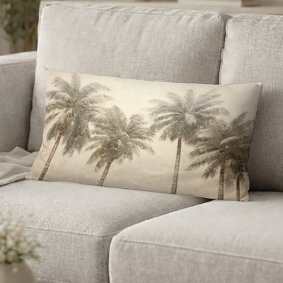 Coussin décoratif vert traditionnel - Minimalisme vintage tropical tranquillité palmiers I