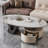 Oval rock panel coffee table living room-110943386
