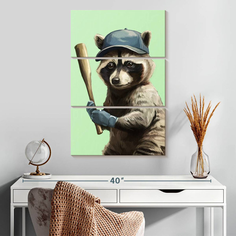 Ketti Sporty Racoon - Baseball, 32" H x 20" W