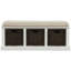 Banc de rangement rustique avec 3 paniers en rotin classiques amovibles, banc de rangement pour hall d'entrée avec coussin amovible (blanc)-1141687470-1141687471