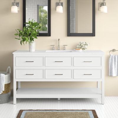 Sinclaire 60 " W Freestanding Standard 1 Single Vanity Bathroom Vanity With Engineered Marble Top