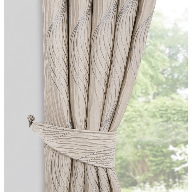 Audrienne Pencil Pleat Room Darkening Curtain Pair, Width 114 x Drop 137cm, Natural