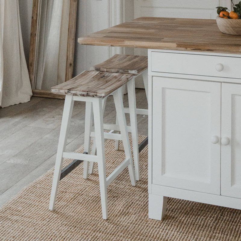 Solid Wood Counter Stool, White