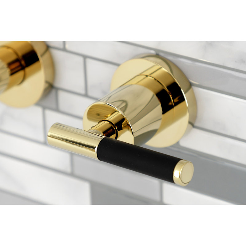 Kingston Brass Kaiser Two-Handle 3-Hole Wall Mount Roman Tub Faucet, Polished Brass