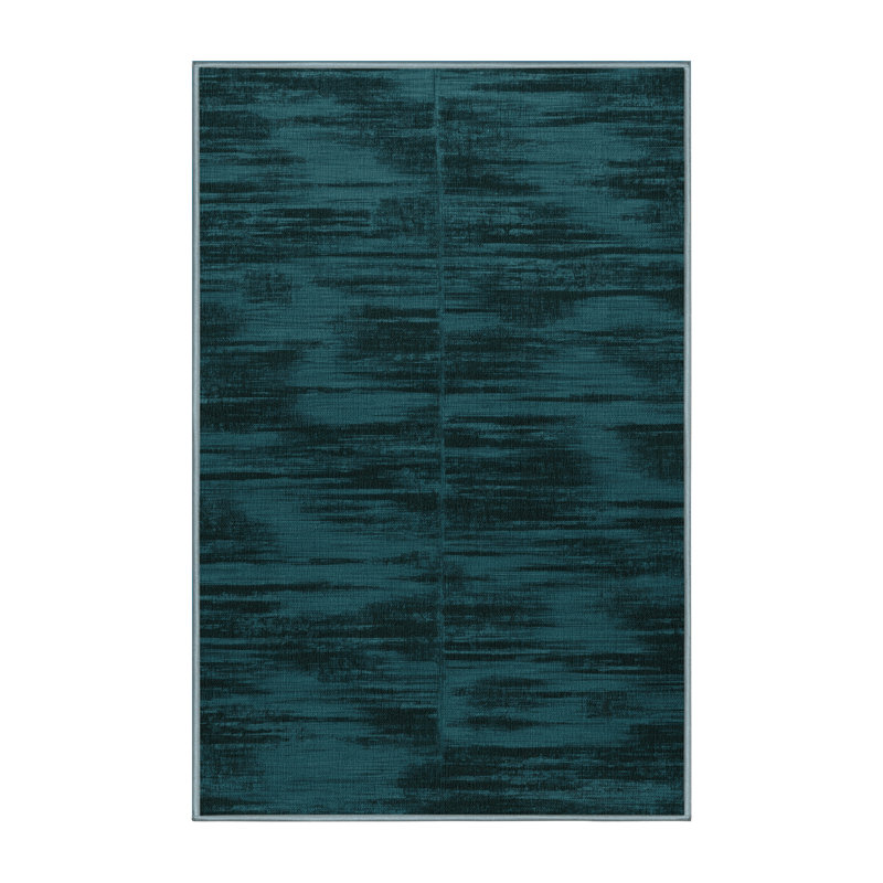 Tapis bleu abstrait lavable à la machine, Rectangle 8 pi x 10 pi