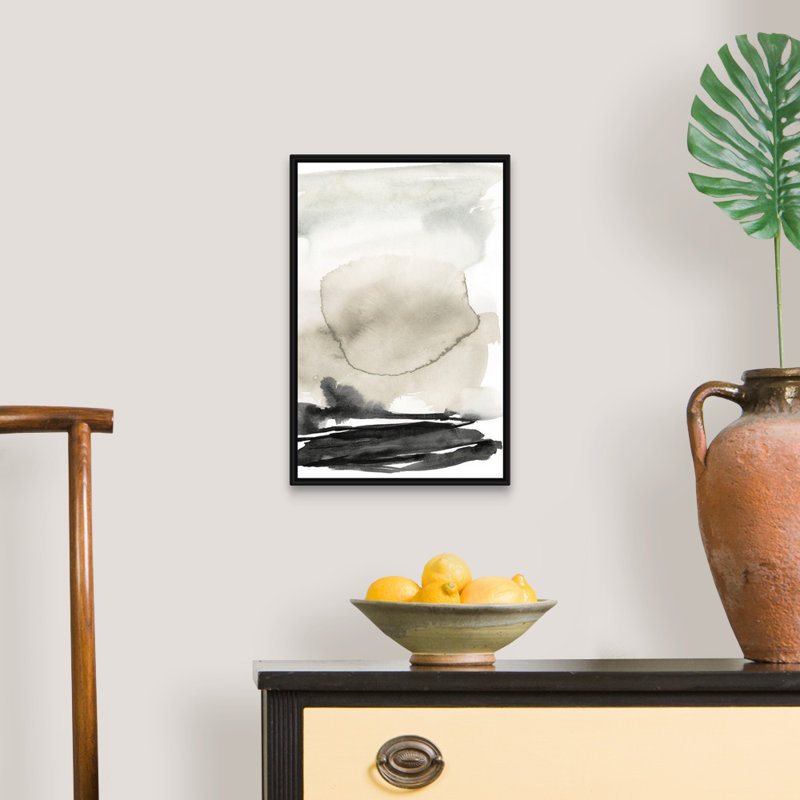 «Ebony Horizon Triptych II» par Jennifer Goldberger - reproduction d'art, Toile avec cadre noir