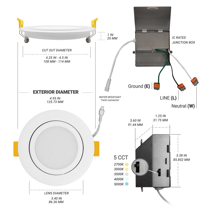 Ensemble d'éclairage encastré à DEL 4 po Ultra Slim, Blanc