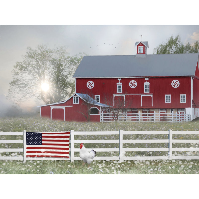 Ferme patriotique sur toile, H 8 po x l 12 po