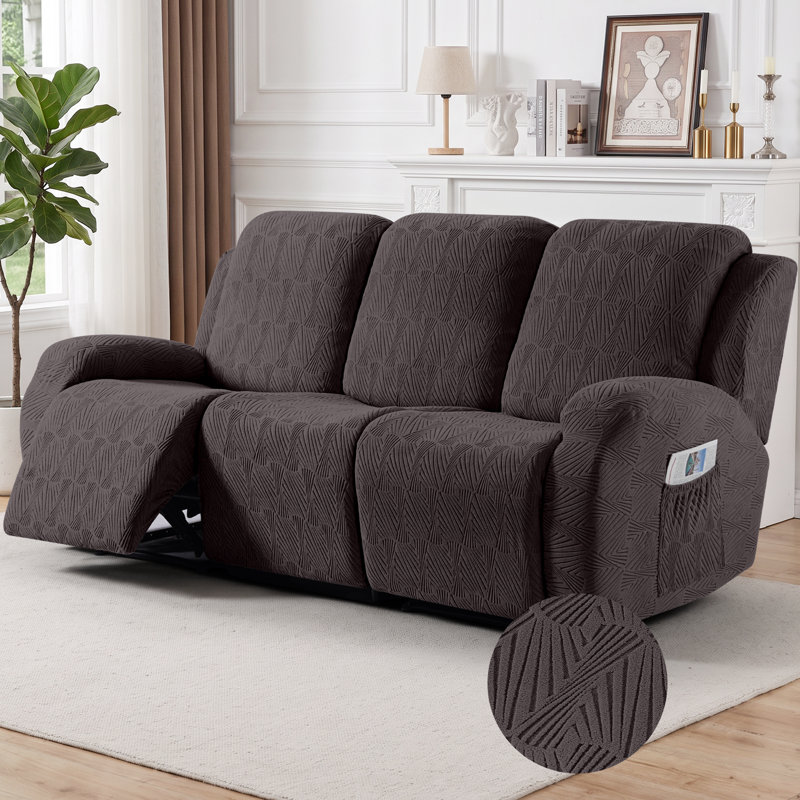 Housse pour canapé en jacquard doux à 1, 2 ou 3 sièges avec housse de canapé extensible, protecteur de meuble lavable à la machine avec poches latérales