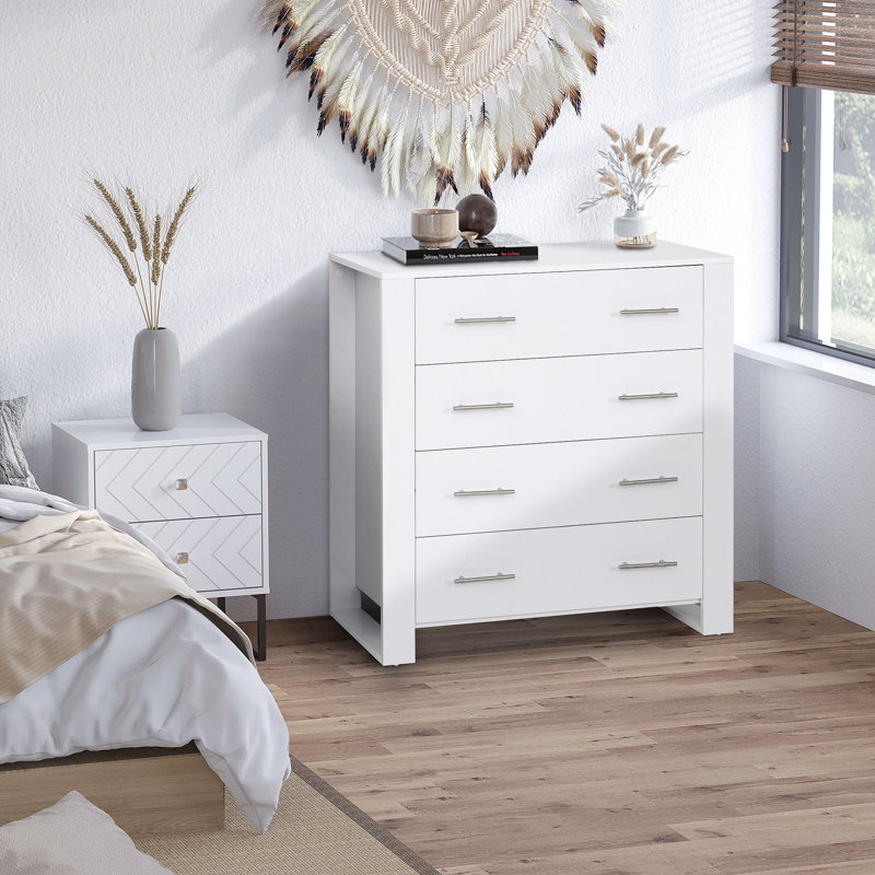 Hopkint 90cm W 4 - Drawer Chest of Drawers, White