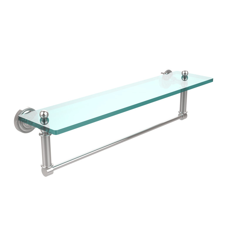 Marchmont Bracket Shelf with Towel Bar, 22", Polished Chrome
